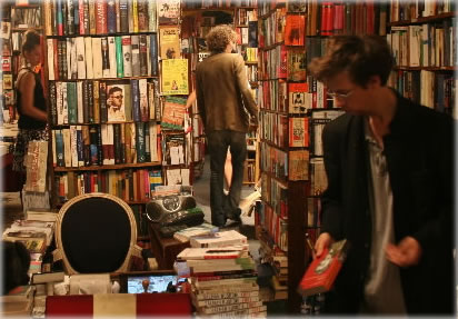 Lara, left, and Jonathan, right, Shakespeare & Co. books, Paris, 2005. 